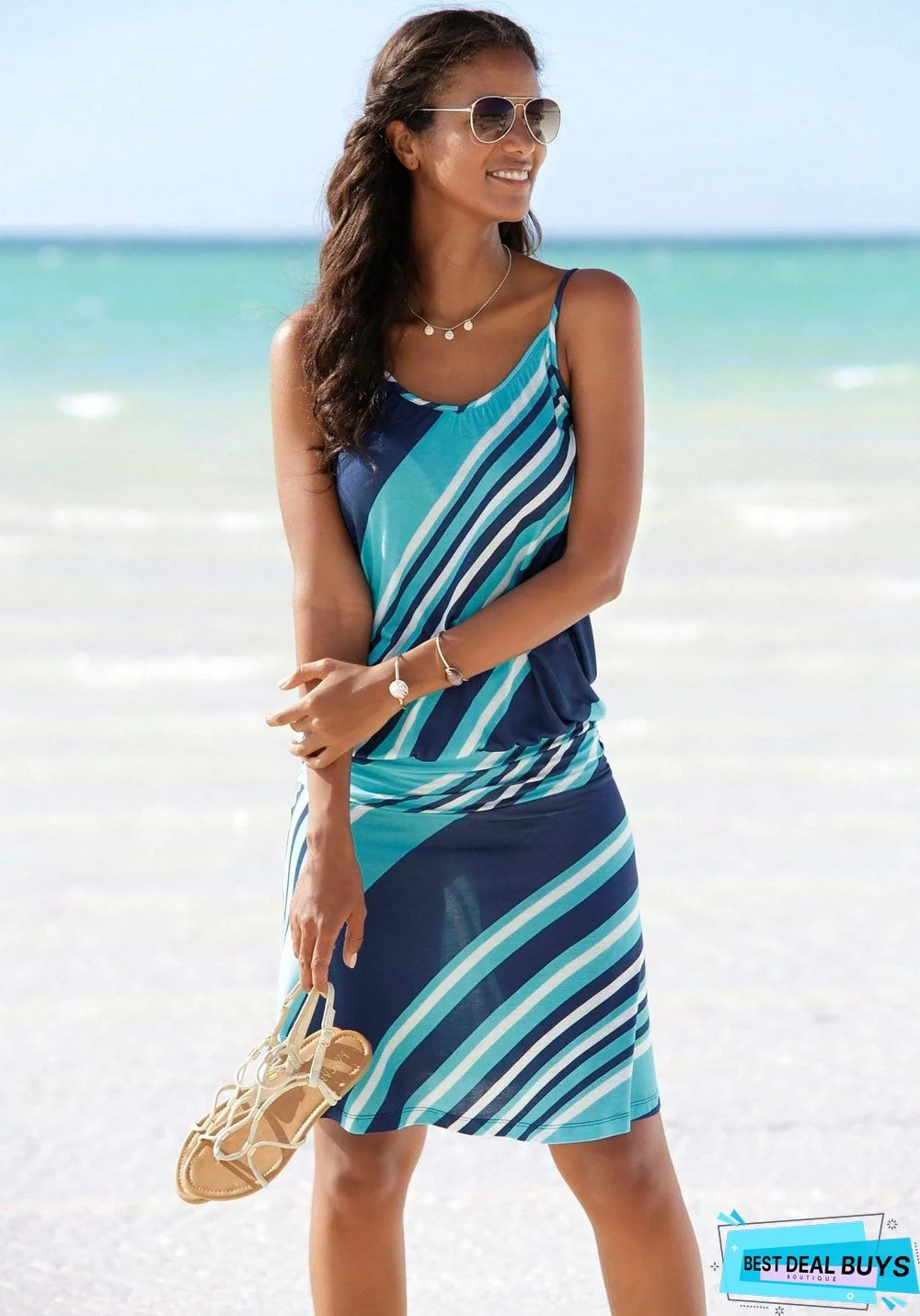 Wave Pattern Loose Dress Black Dresses