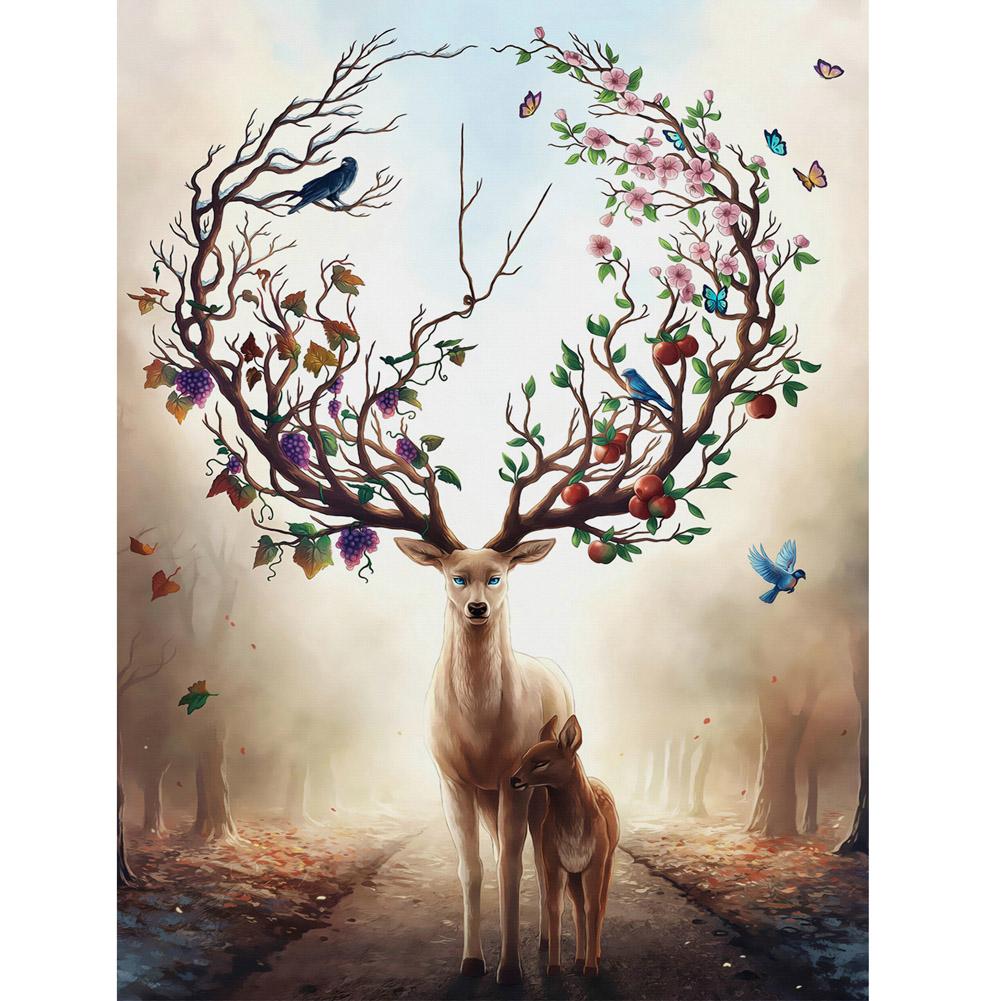 

40*30CM - Deer - Round Drill Diamond Painting, 501 Original