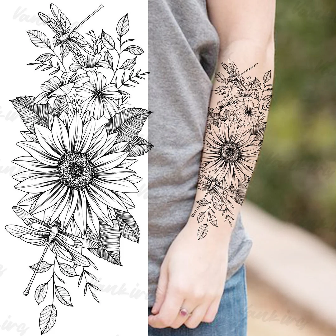 Sdrawing Peony Temporary Tattoos For Women Girls Realistic Anchor Butterfly Flower Fake Tattoo Sticker Sexy Body Arm Tatoos DIY