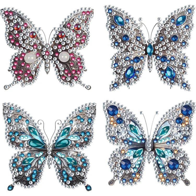 【Jewelry】4Pcs Butterfly Diamond painting Brooch for DIY Crafts Gift gbfke