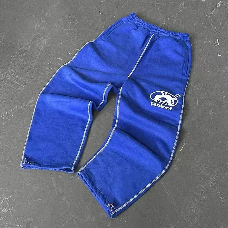 Quantumsparkhub Harajuku American style Man Long Pants Casual Embroidery Cargo Streetwear Joggers Men Y2k Trousers Work Pants Korean Streetwear