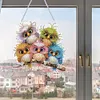 Pendentif acrylique cinq oiseaux aux grands yeux-bricolage