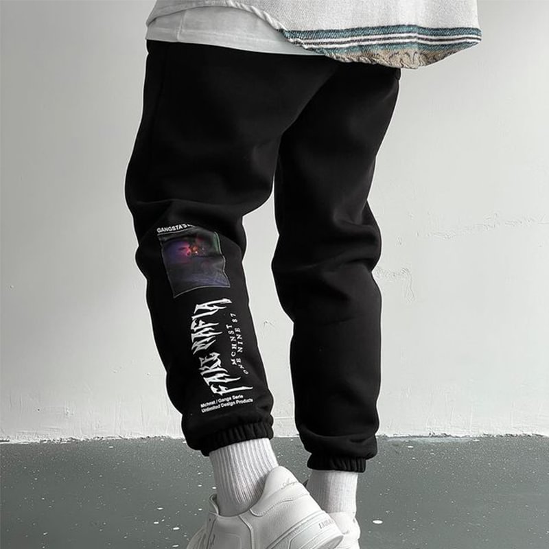 Pattern Print Bouquet Foot Fleece Sweatpants / [blueesa] /