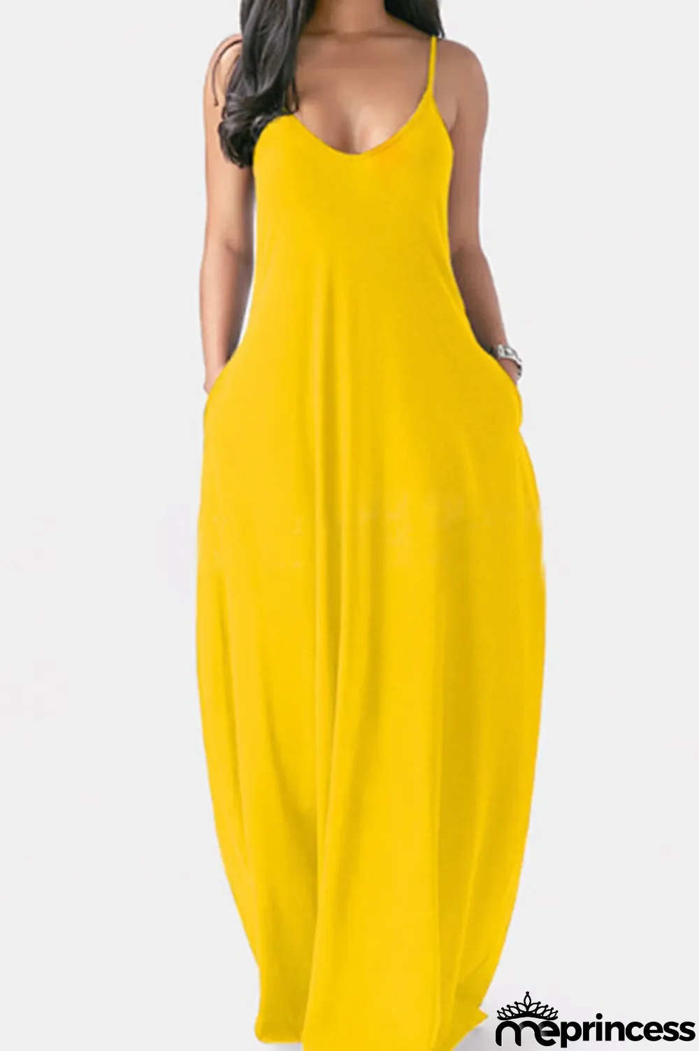 Black Milk. Fashion Sexy Casual Spaghetti Strap Sleeveless Slip Princess Dress Floor-Length Solid Dresses