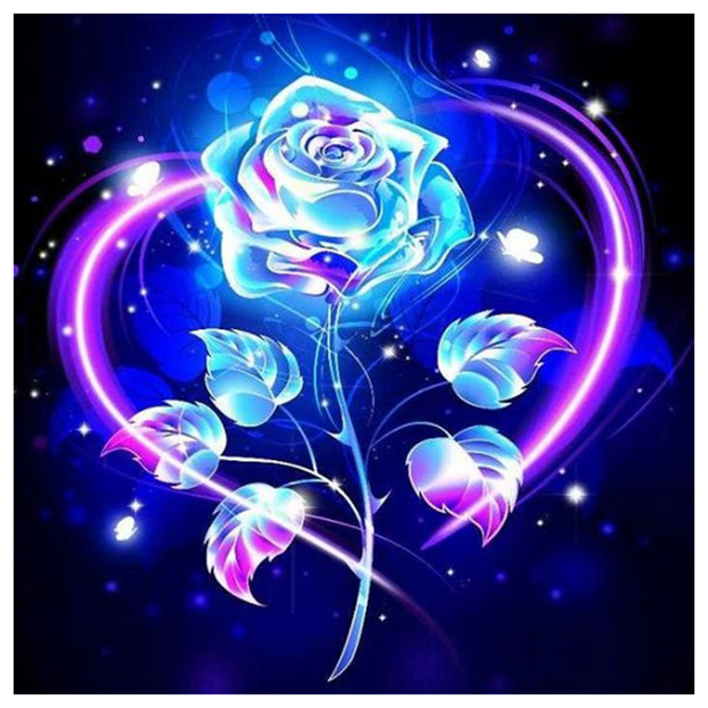 

30*30CM - Round Drill Diamond Painting - Blue Rose, 501 Original