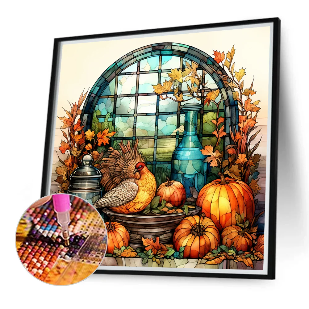 Diamond Painting - Full Round Drill - Pumpkin Turkey(Canvas|40*40cm)