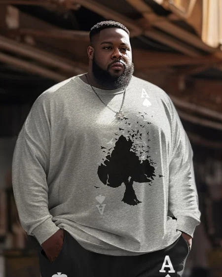 Men's Plus Size Casual Scalloped A Two-Piece Sweatshirt