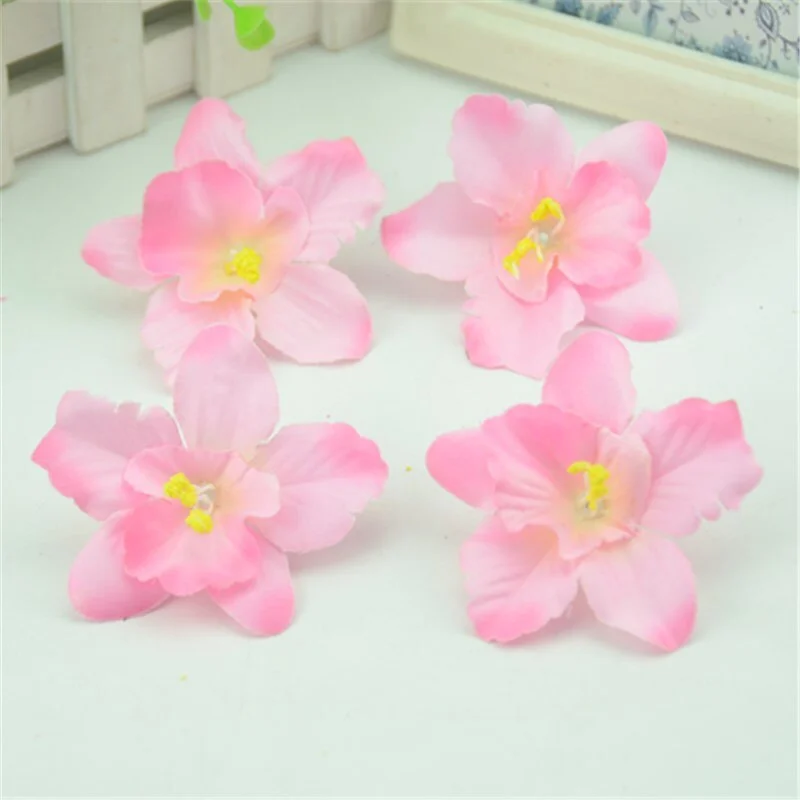 10pcs/lot 7CM Silk Artificial Orchid Flowers Heads For Home Wedding Decoration Fake Flowers DIY Christmas Gift Box Craft
