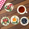 8Pcs Christmas Tree DIY Wood Diamond Painting Coasters Kit with Round Base