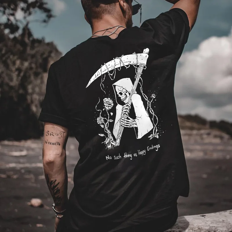 Reaper print loose men's t-shirt designer -  