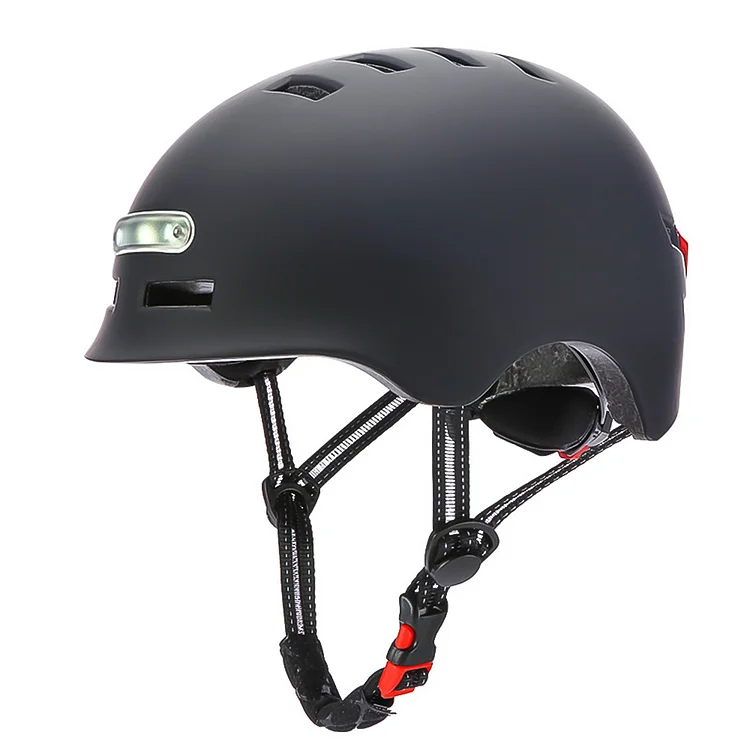 Black Cycling Scooter Helmet with LED Light