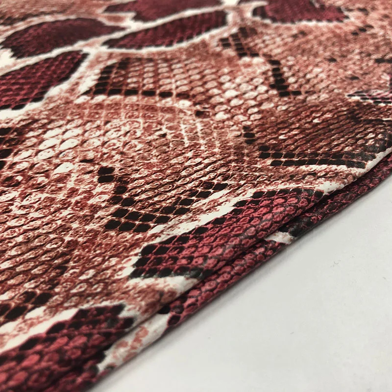 Snake Skin Pattern PU Embossed Synthetic Leather for Shoes/Handbags/Garments Making.100%polyester,300G