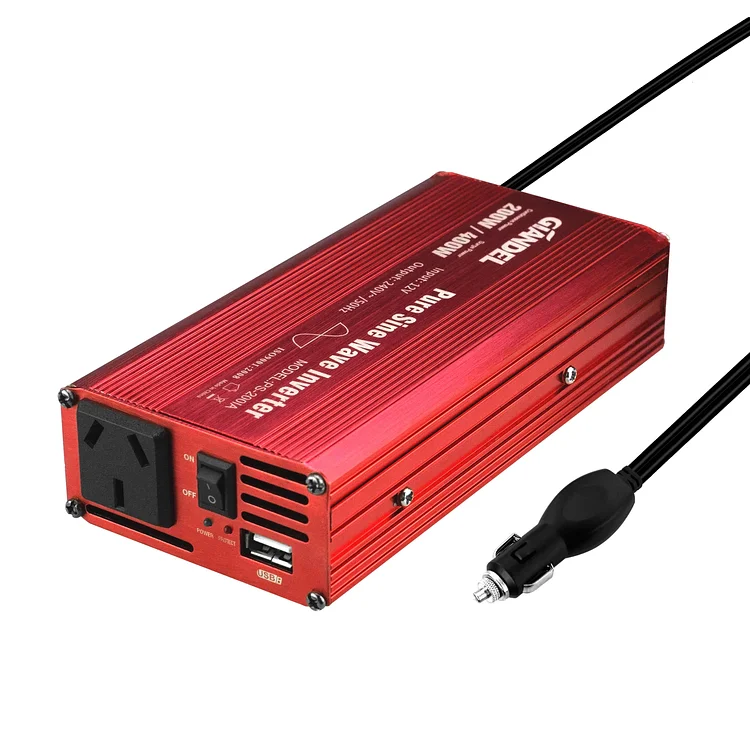  【Free shipping】【Ship from Auckland】GIANDEL  Pure Sine Wave Power Inverter 200W 12V to 240VAC Car Cigarette Lighter Plug