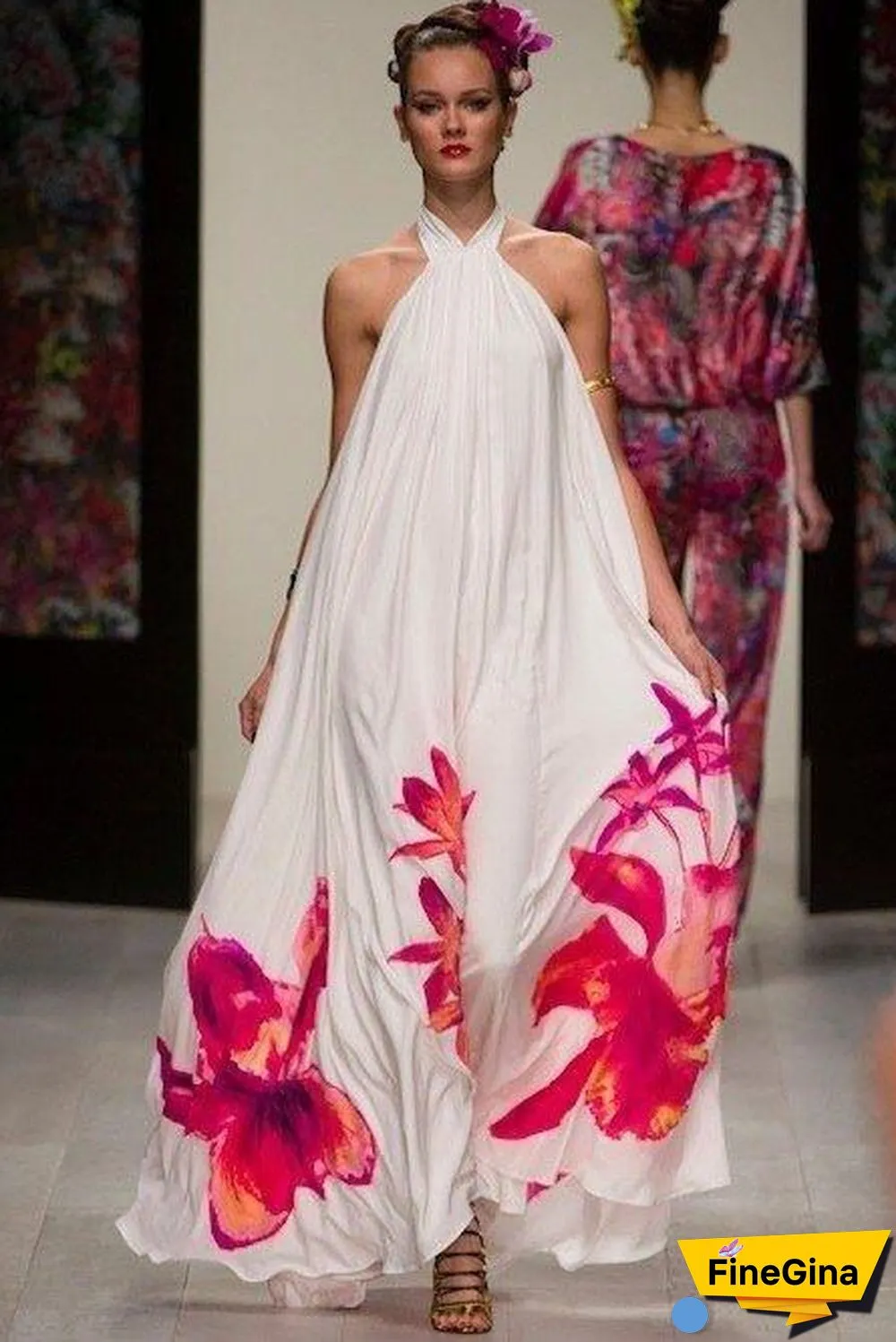 Soft Halter Printed Loose Dress