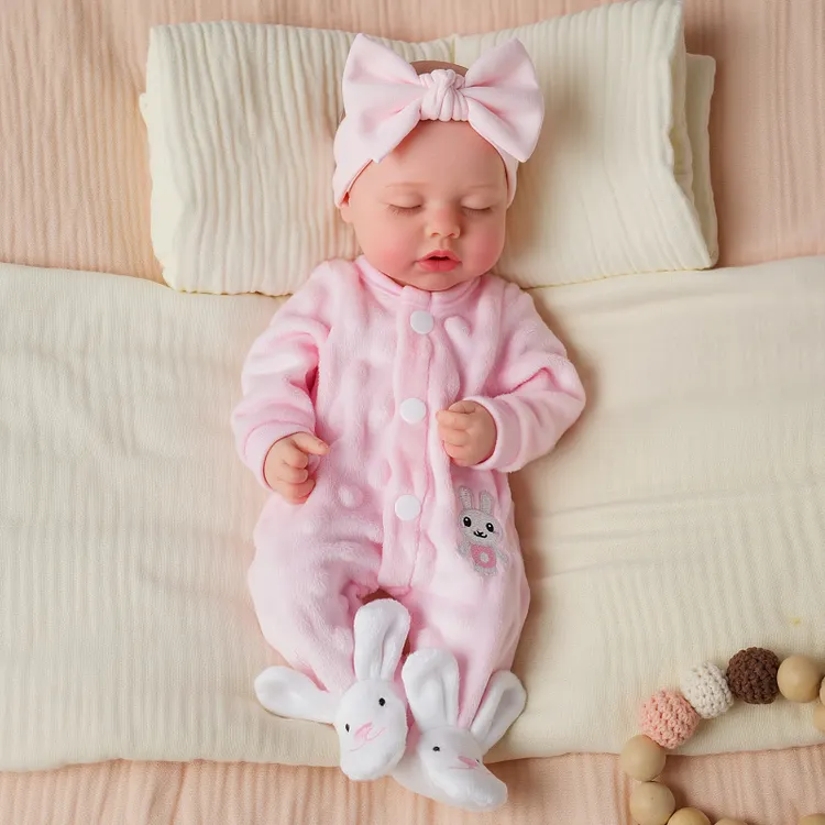 Babeside Lucy 12"/16" Silicone Reborn Baby Girl Doll &ndash; Pink Bunny Sleeper Gift