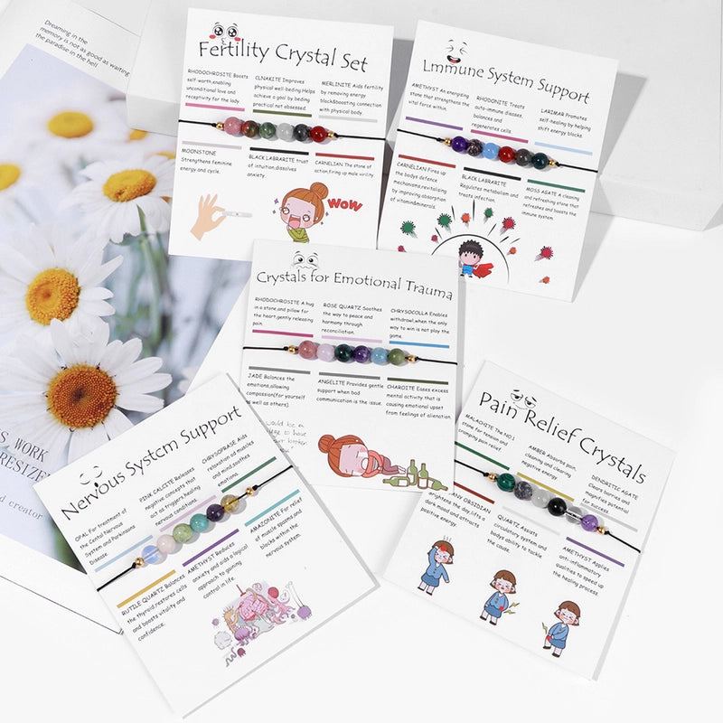 Natural Stone Beads 8mm Beads Woven Bracelet Men's Vintage Cardboard Work Bracelet Adjustable Woven Bracelet