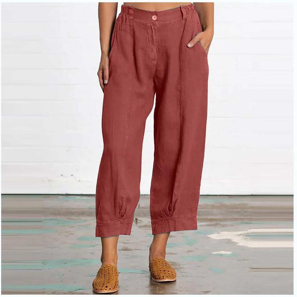 Women Daily Loose Capri Pants With Pockets