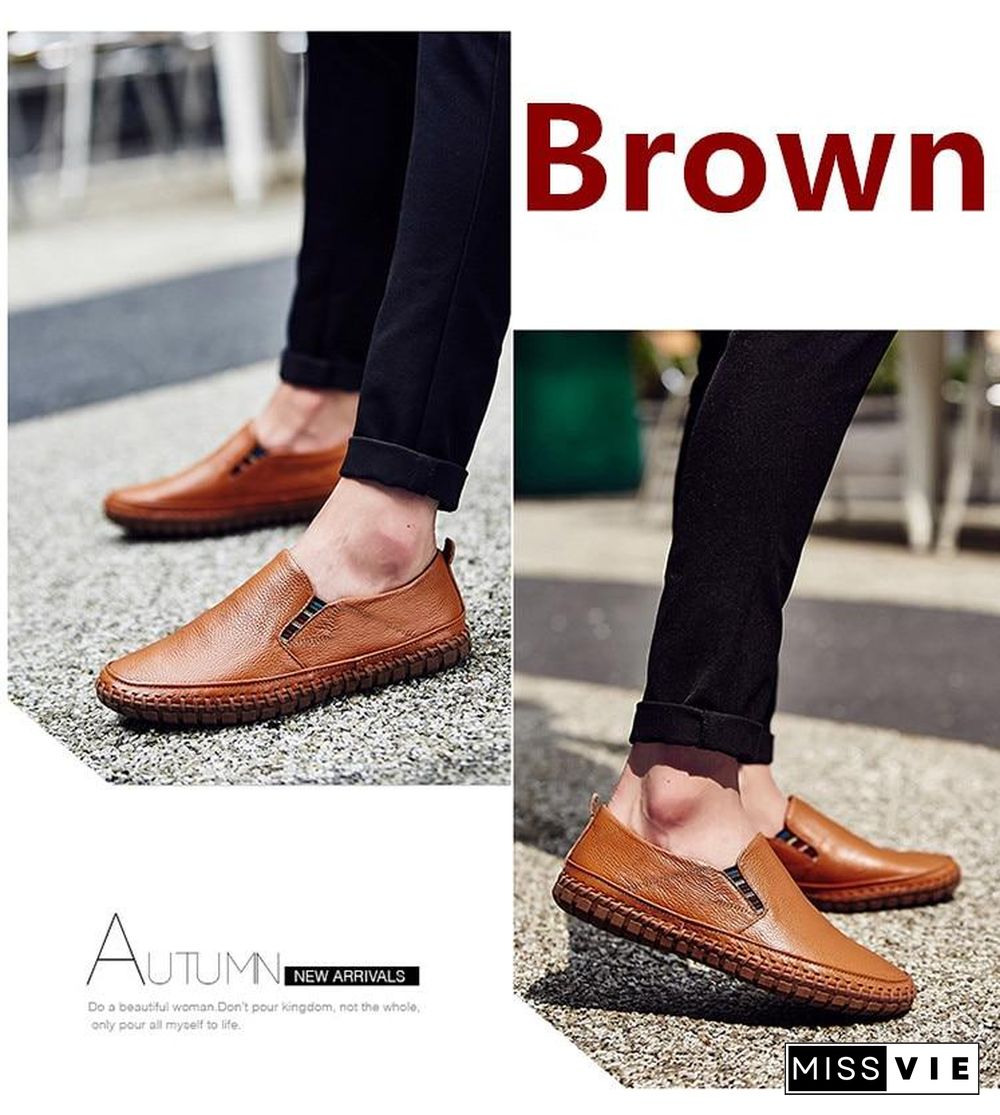 Leather Men Shoes Slip On Shoes Leather Loafers Mens Moccasins Shoes Italian Designer Shoes