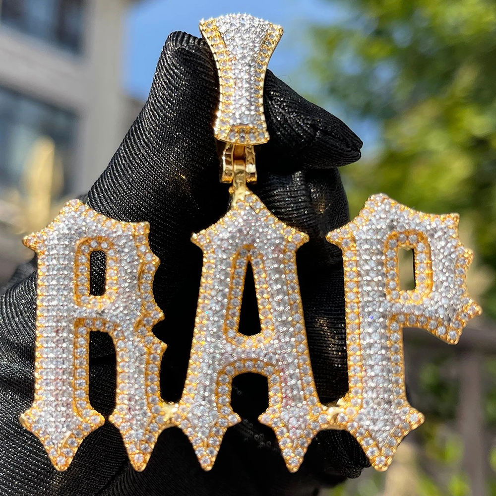 Custom Pointed Font Letter Iced Out Shiny Pendant Necklace