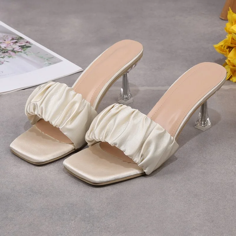 Qjong Women Slippers Summer High Heels Sandals Party Shoes 2020 New Trend Stilettos Sexy Pumps Mujer Shoes Slides Slingback Flip Flops