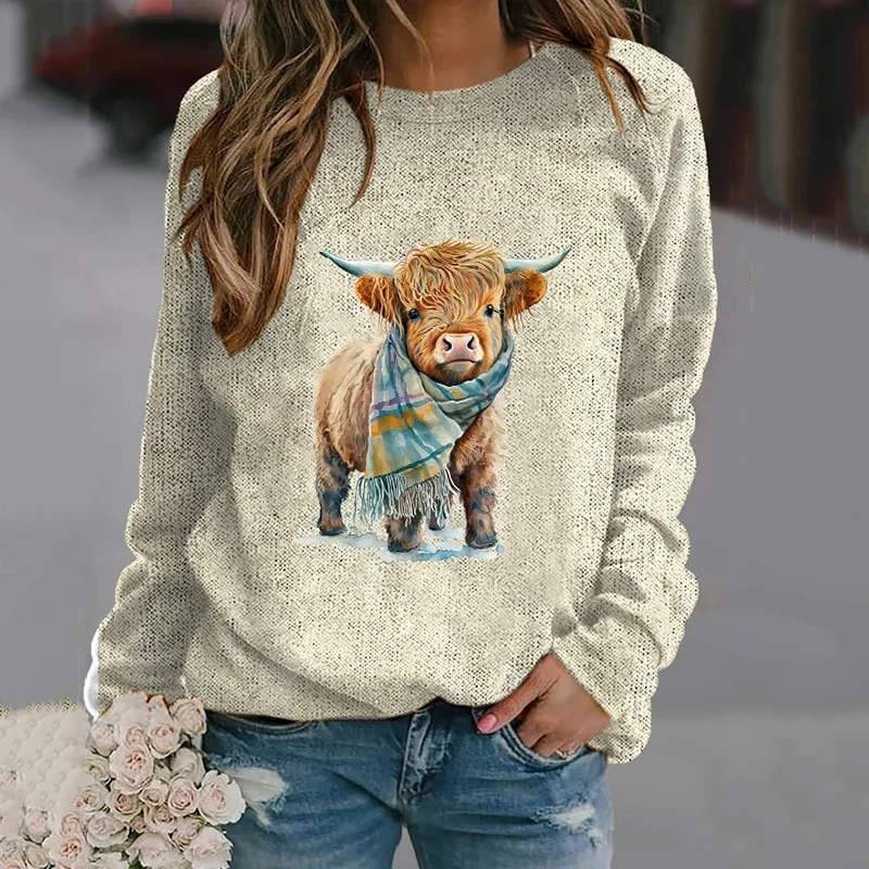 Women's Highland Cow Print Casual Sweatshirt