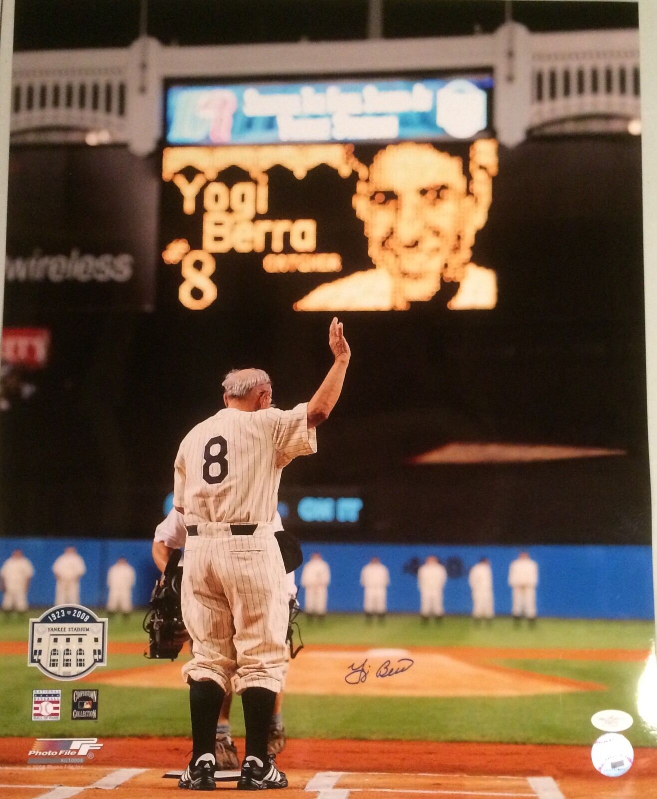 Yogi Berra New York Yankees Waves Goodbye Autographed 16x20 w/ JSA COA