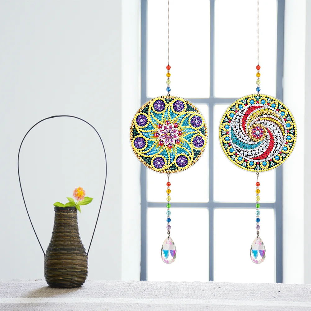 2pcs Crystal Light Catcher Diamond Painting Mandala Hanging Decor(Double-Sided)