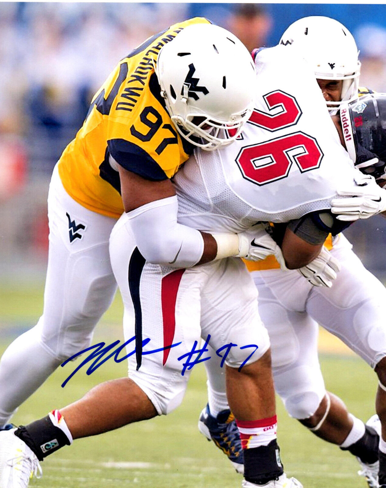 Noble Nwachukwu West Virginia signed autographed 8x10 football Photo Poster painting 2017 Draft*