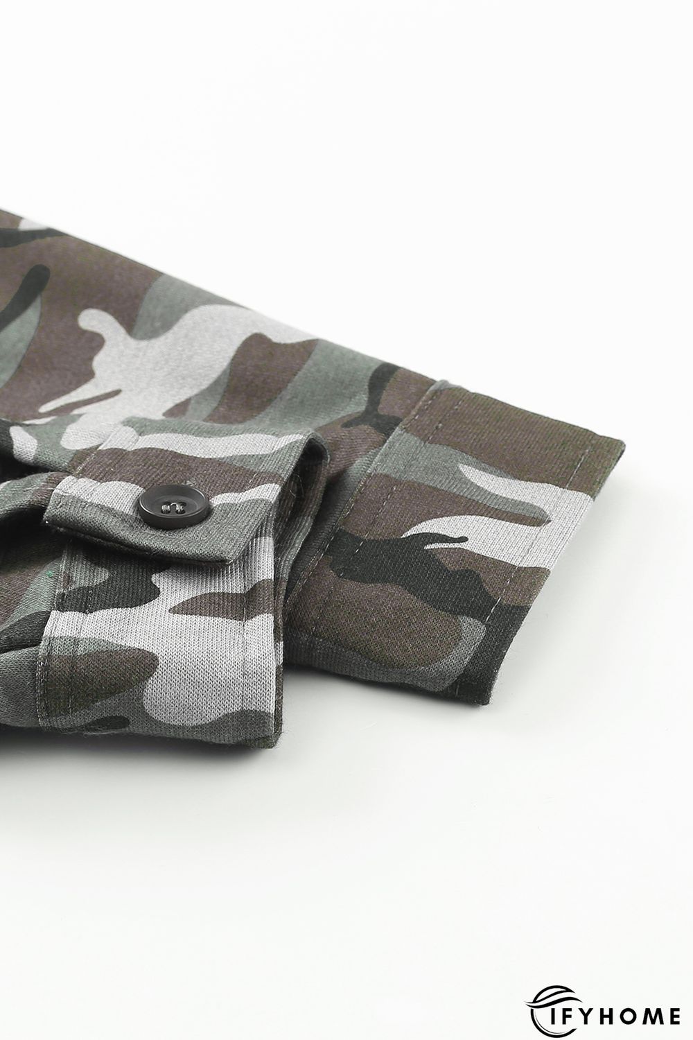 Green Camo Print Button up Hooded Jacket | IFYHOME