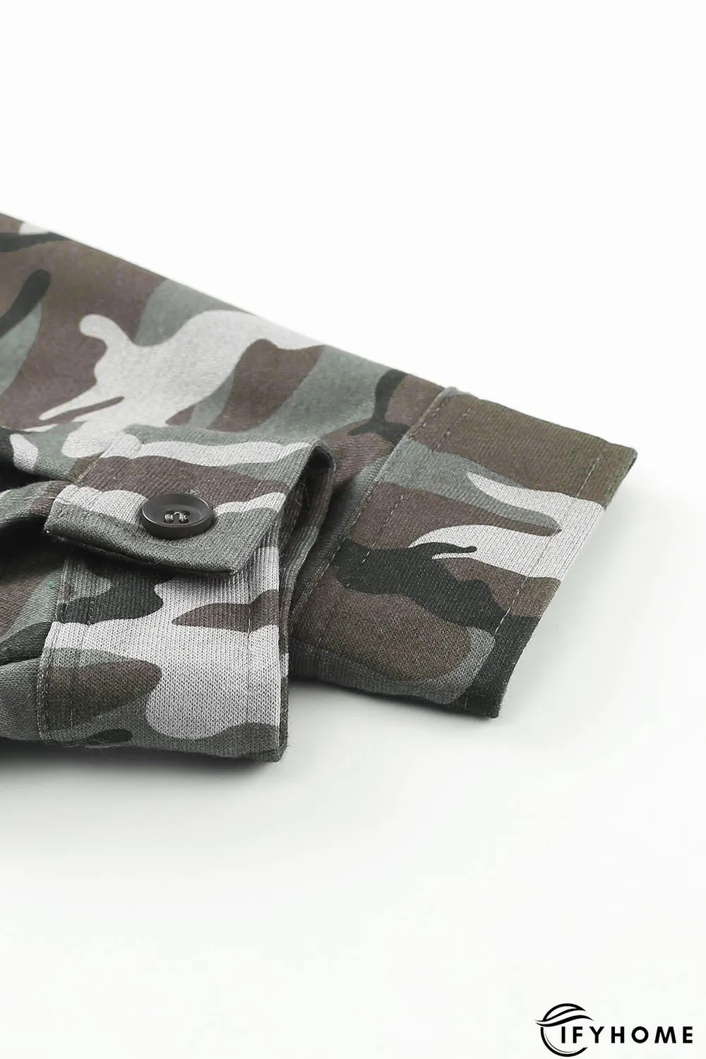 Green Camo Print Button up Hooded Jacket | IFYHOME