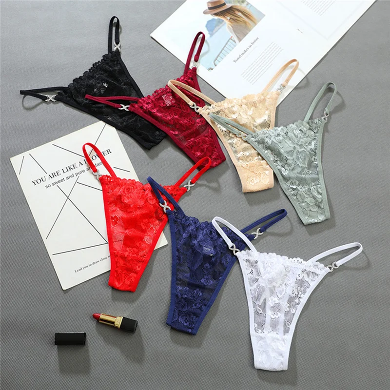 Billionm Women Lace Panties Thongs low Waist Mesh G-String T-Back Briefs Underwear Transparent Ladies Panties Sexy Lingerie