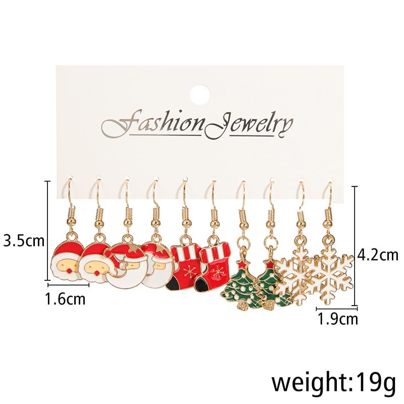Fashion new Christmas earrings 5 pairs set