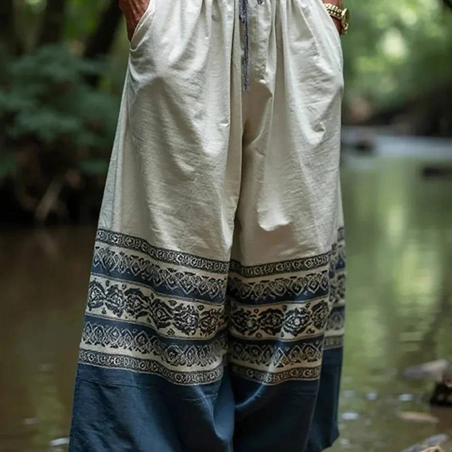  **Eco-Friendly Printed Wide-Leg Pants for Nature Lovers**-inspireuse