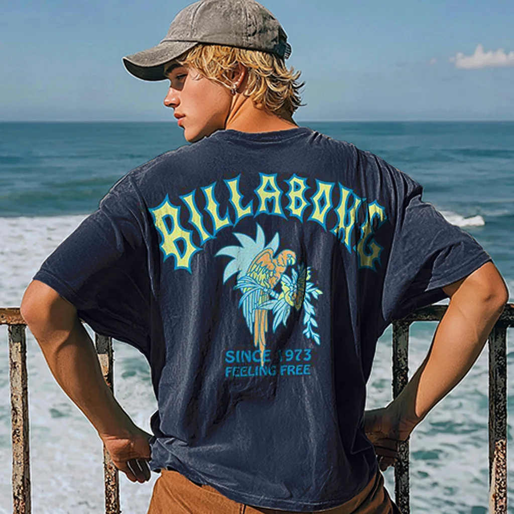 Unisex Retro Bow Lettering Surf Graphic Surf T-Shirt