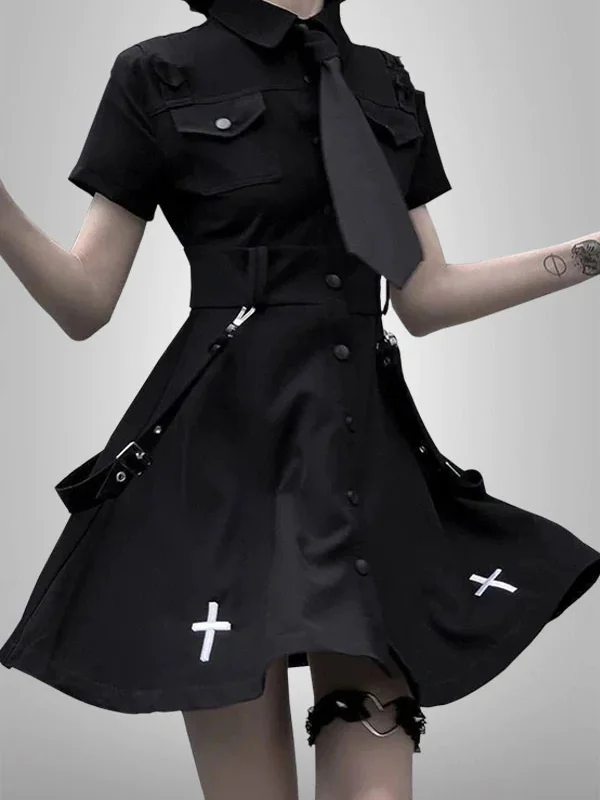 Killer Queen Tie Uniform Style Black Dress