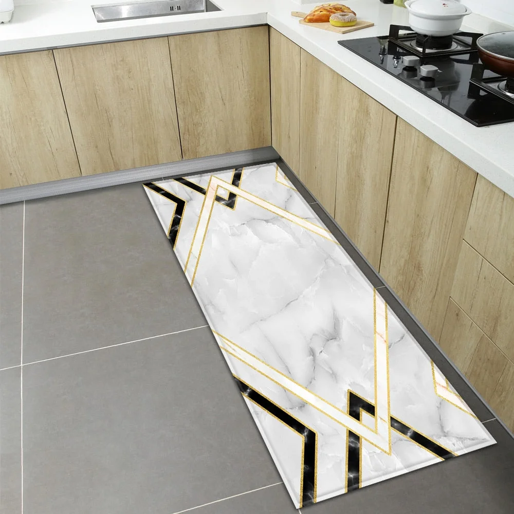 Modern Kitchen Mat Home Entrance Doormat Hallway Bathroom Anti-Slip Long Rug Bedroom Living Room Balcony Floor Decoration Carpet