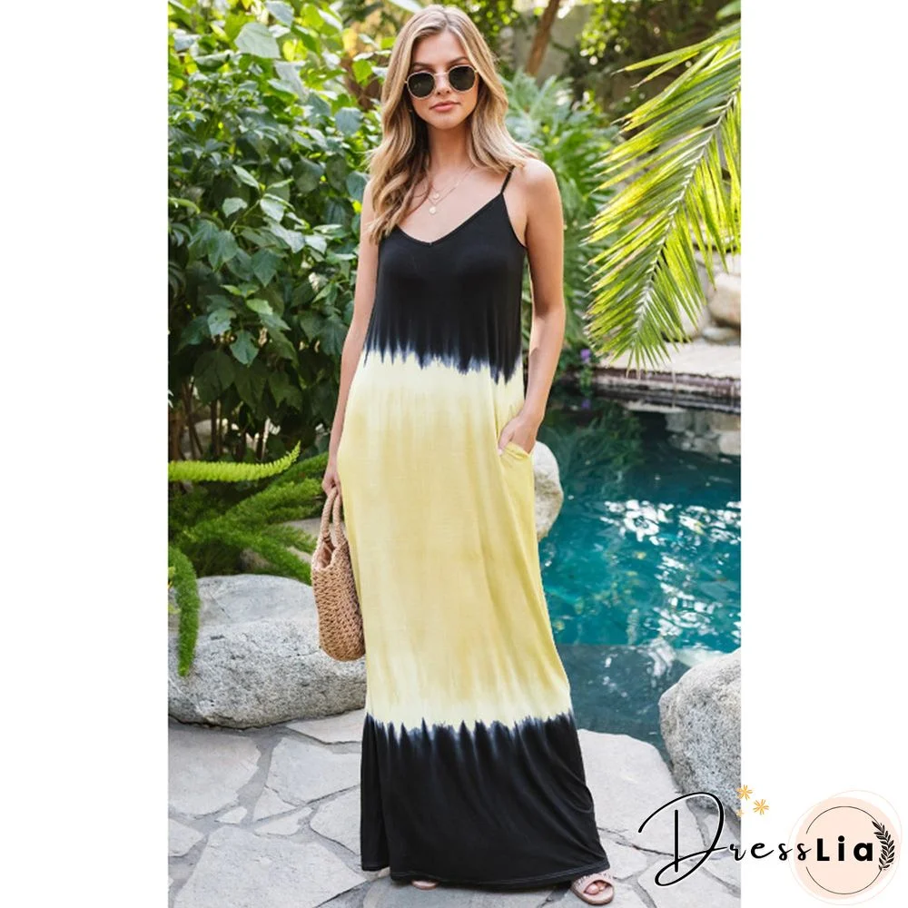 Casual Spaghetti Strap Loose Maxi Dress