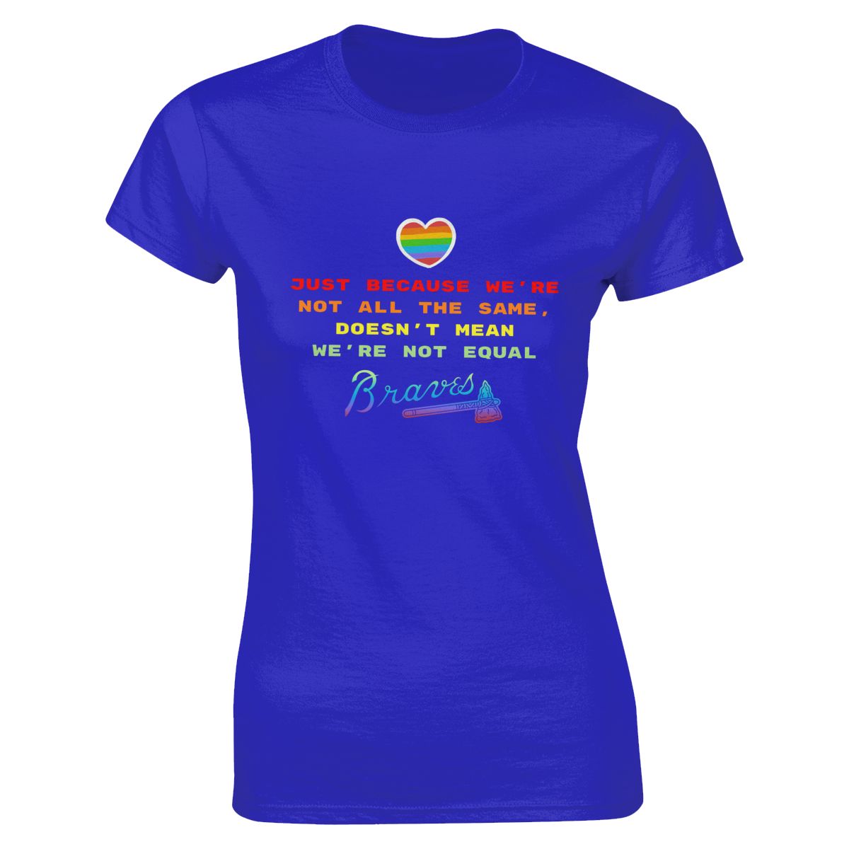 Atlanta Braves Rainbow Awareness Raising Women's Crewneck T-Shirt