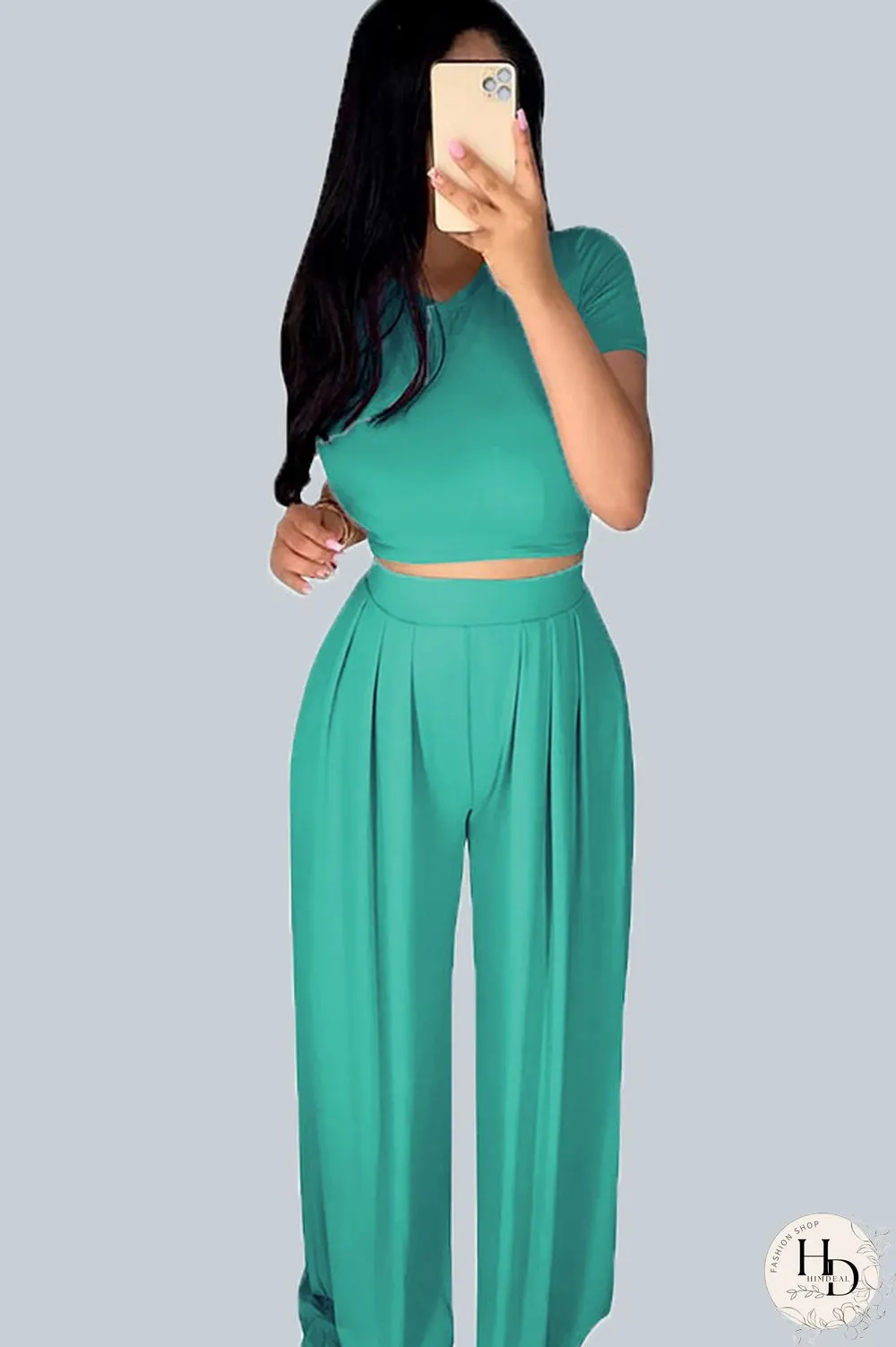Yellow Casual Polyester Solid Split Joint O Neck Short Sleeve Short Two Pieces