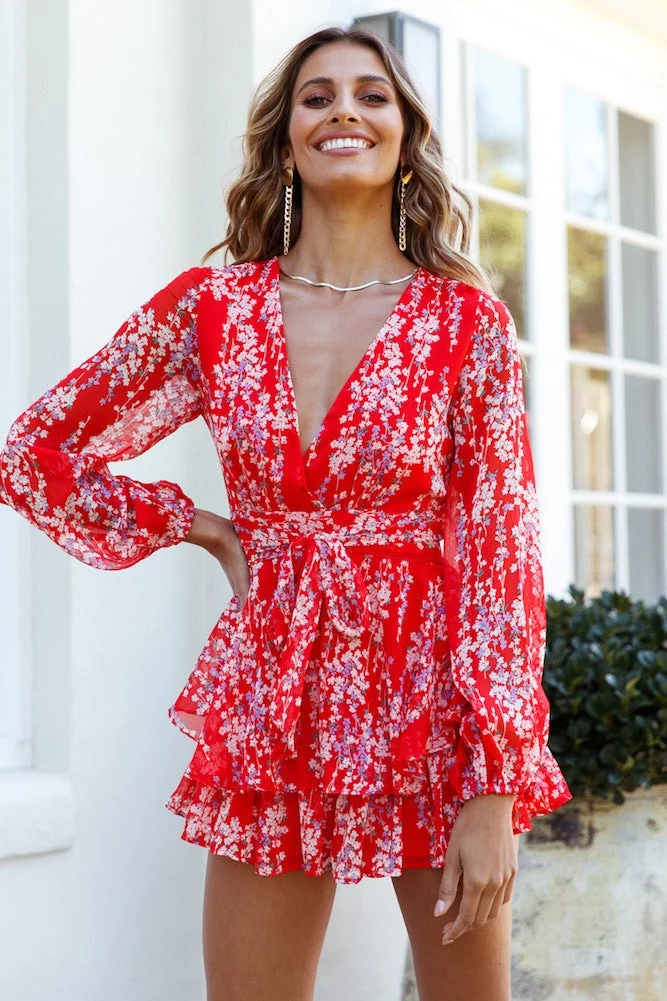 Women's V-neck Loose Print Jumpsuit