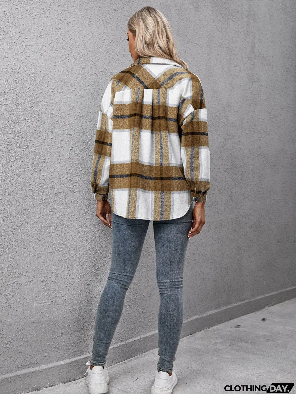 Plaid Long Sleeve Shirt Jacket