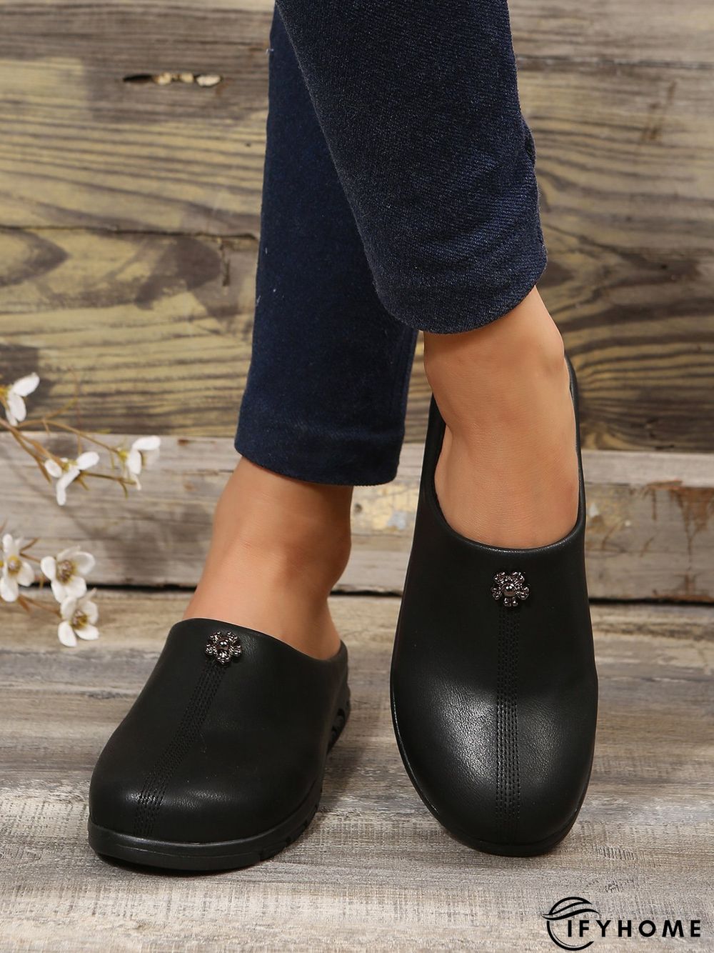 Vintage  Plain Color Non-Slip Flat Mules | IFYHOME