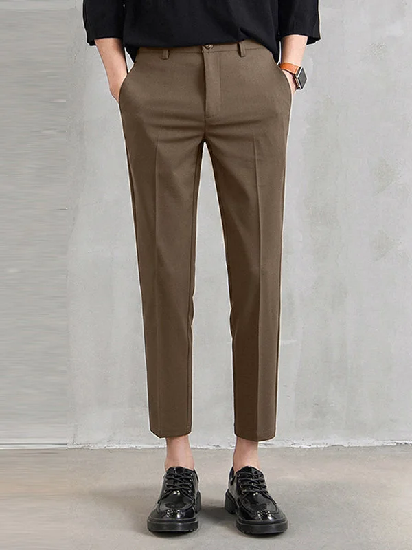 Mens Solid Cropped Tailored Pants SKUJ89285
