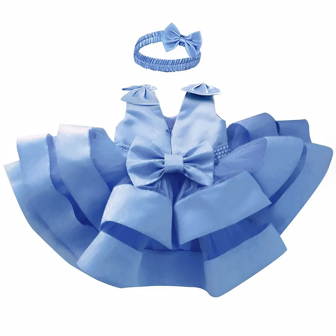 Newborn Baby Bownot Dress 1 Year Baby Girls 2nd Birthday Tutu Christening Gown Toddler Wedding Baptism Clothes Infant Party Wear