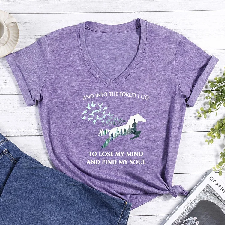 And into the forest i go to lose my mind my soul V-neck T Shirt-Annaletters