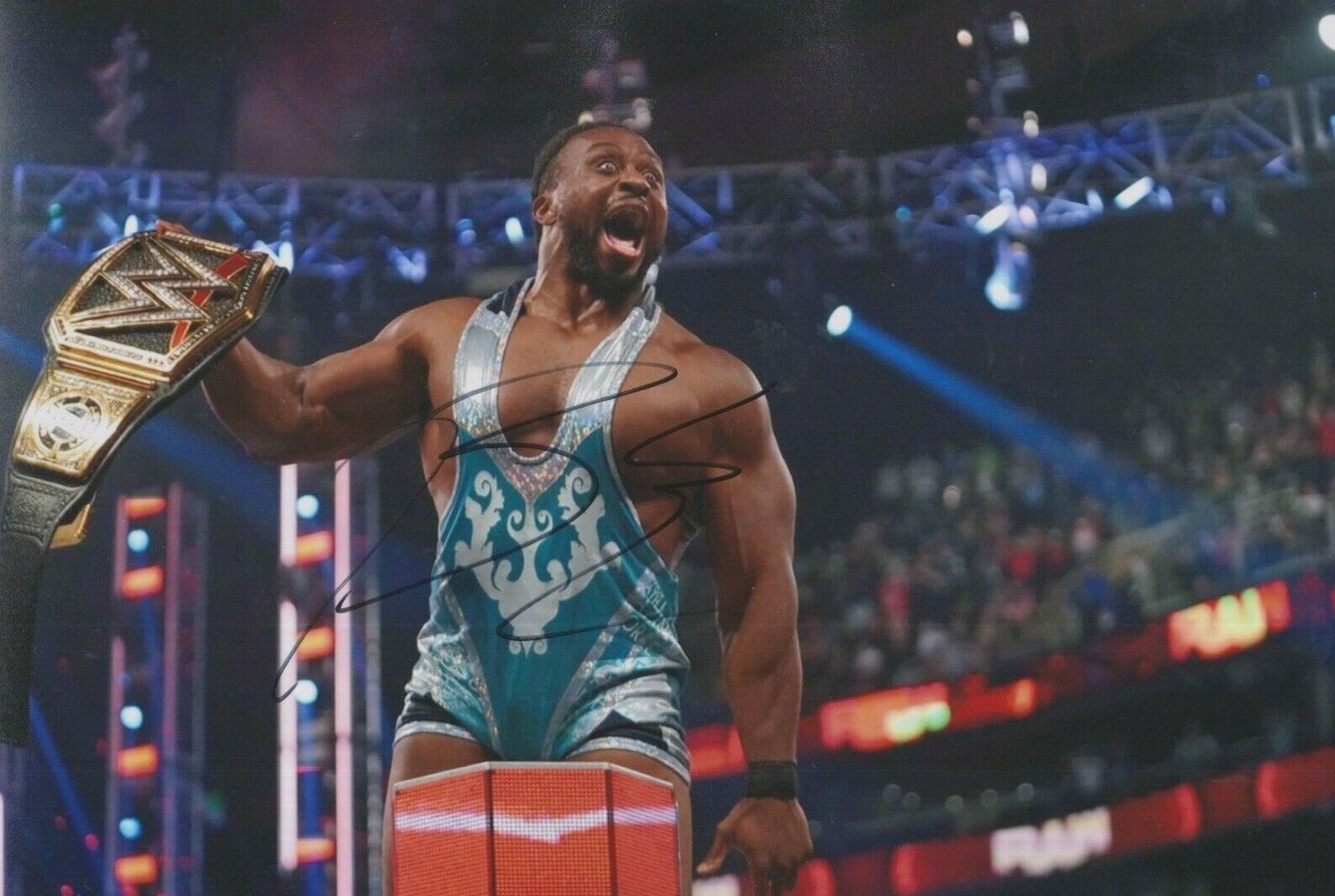 Big E (WWE New Day) **HAND SIGNED** 8x12 Photo Poster painting ~ AUTOGRAPHED