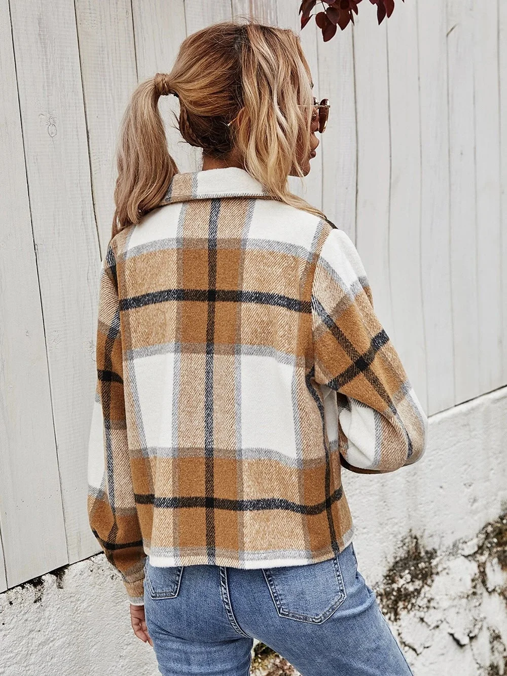 Womens Winter Coat Casual Plaid Jacket