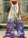 Floral-Print Personality  Losse Sleeves Jumpsuits