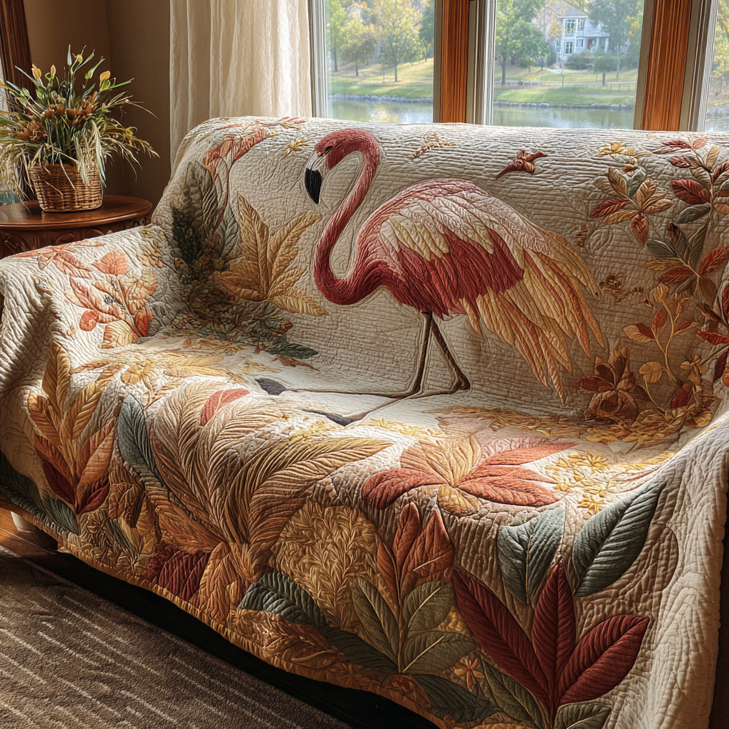 Flamingo Paradise Quilted Sofa Cover NCU0DV9006 everthome