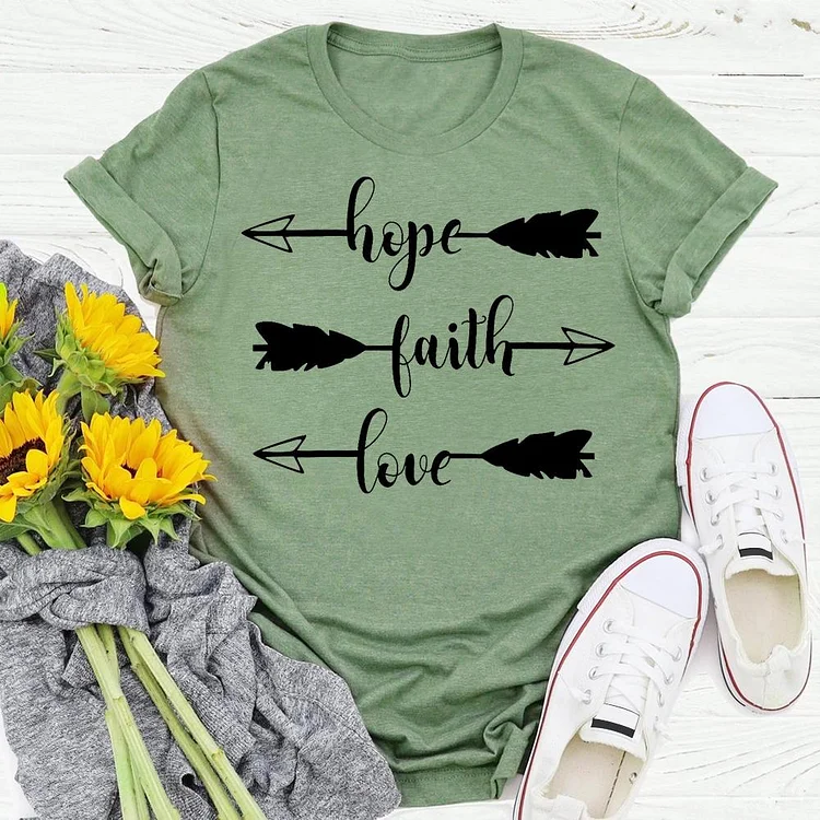 hope faith love feather T-shirt Tee -04329-Annaletters